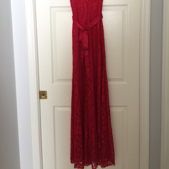 Floor Length Red Lace Windsor Evening Gown Dress - Picture 3 of 5